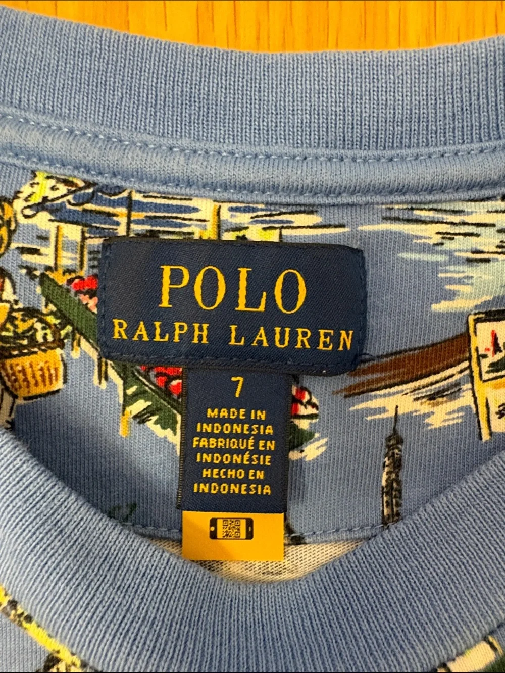 🐻 Polo by Ralph Lauren Paris Bear Blue Short-Sleeve Tee - Size 7 🐻